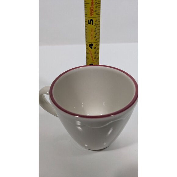 Syracuse China White Ceramic Cup Red Rim Scalloped Design Vintage - Picture 2 of 9